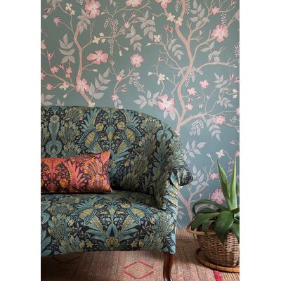 CINDA'S ROSES Wallpaper, HAWKSMOOR Sofa & Cushion