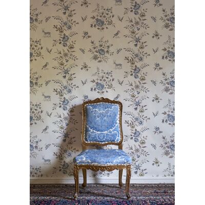FLEURIE Forget-Me-Not Wallpaper, NANTESSA Ciel Chair