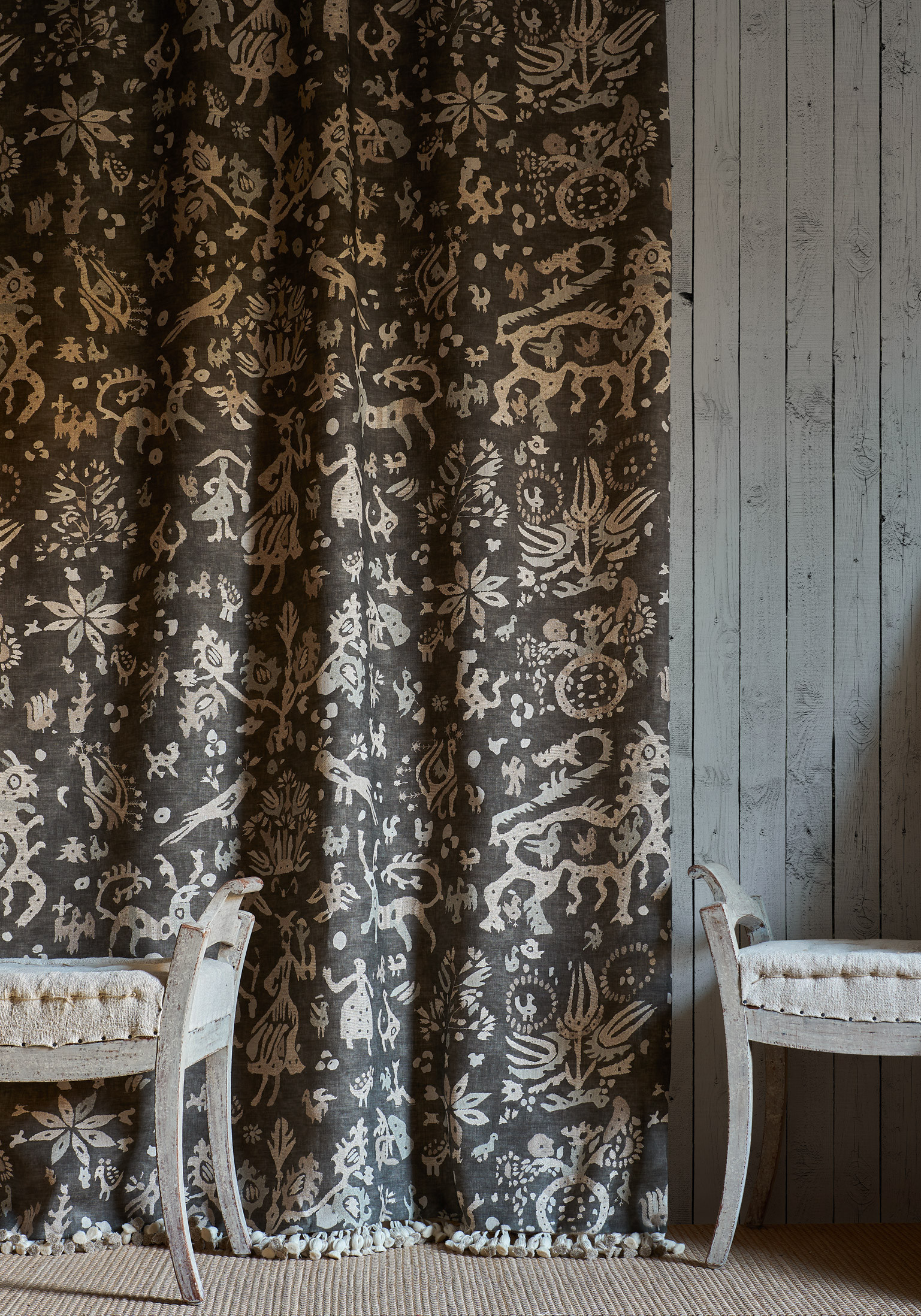 ILIAD Nero Curtain in living room, Lewis and Wood