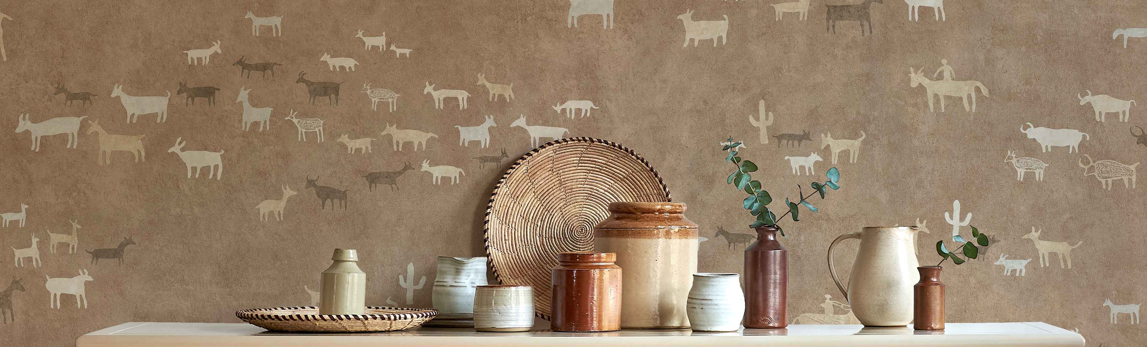 <p>Paper Trail wallpaper in kitchen, lewis and wood</p>