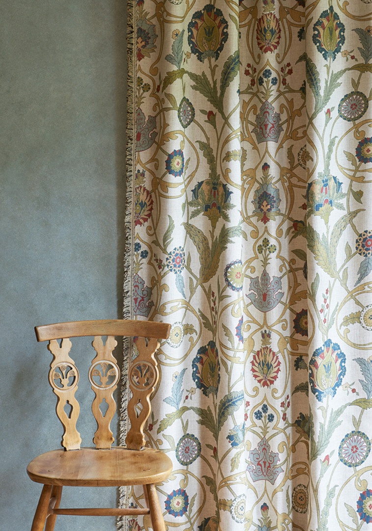 Ipek Damask multi-coloured curtain lewis and wood